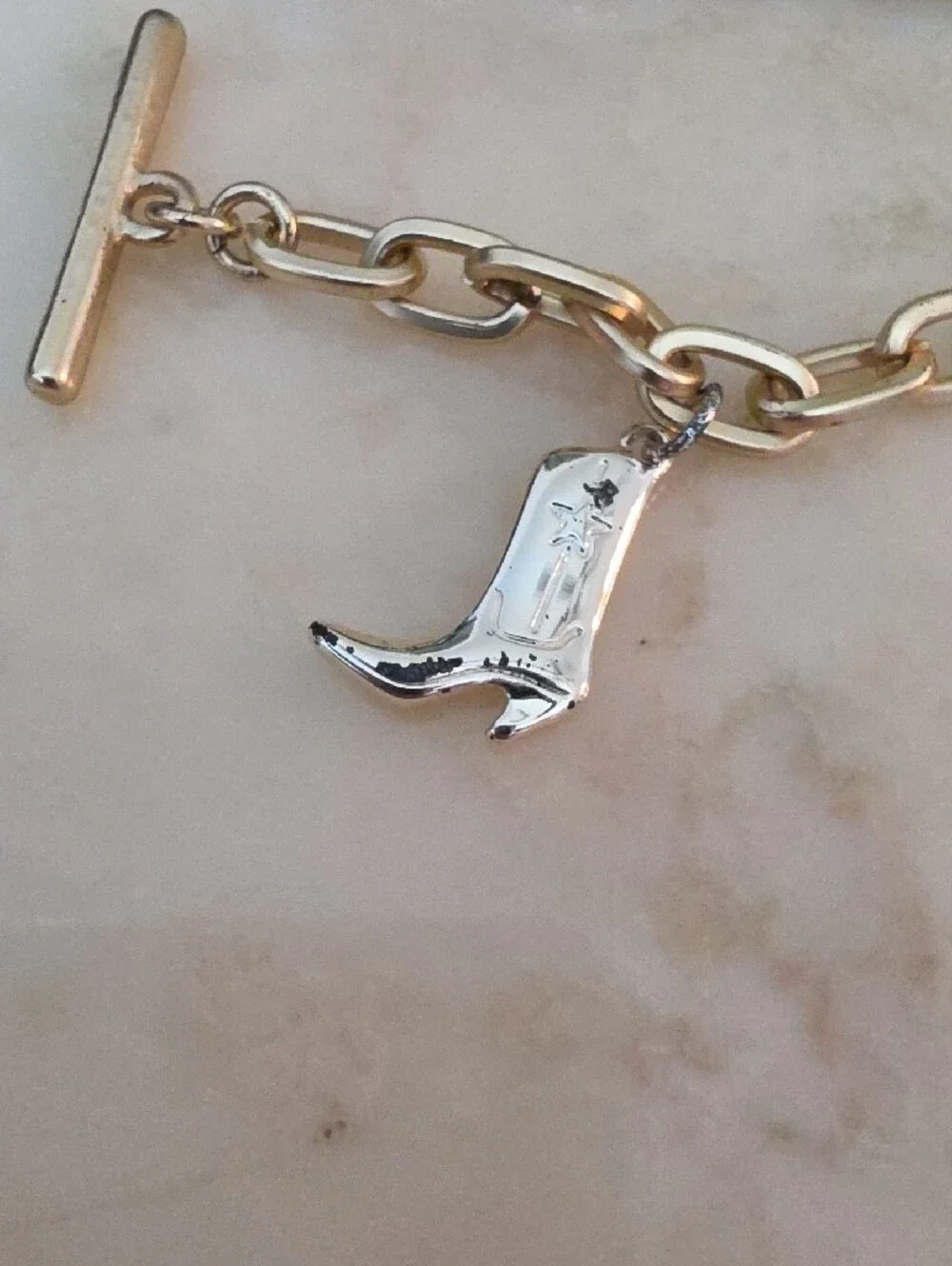 Gold-Tone Western Charm Bracelet with Cowboy Boot, Hat & Stars